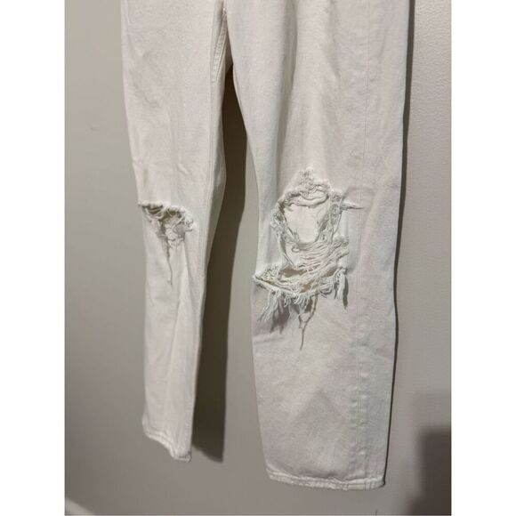 Agolde Button-Fly Riley High Rise Distressed Straight Crop Jeans Sz 28 Off White - Picture 2 of 12